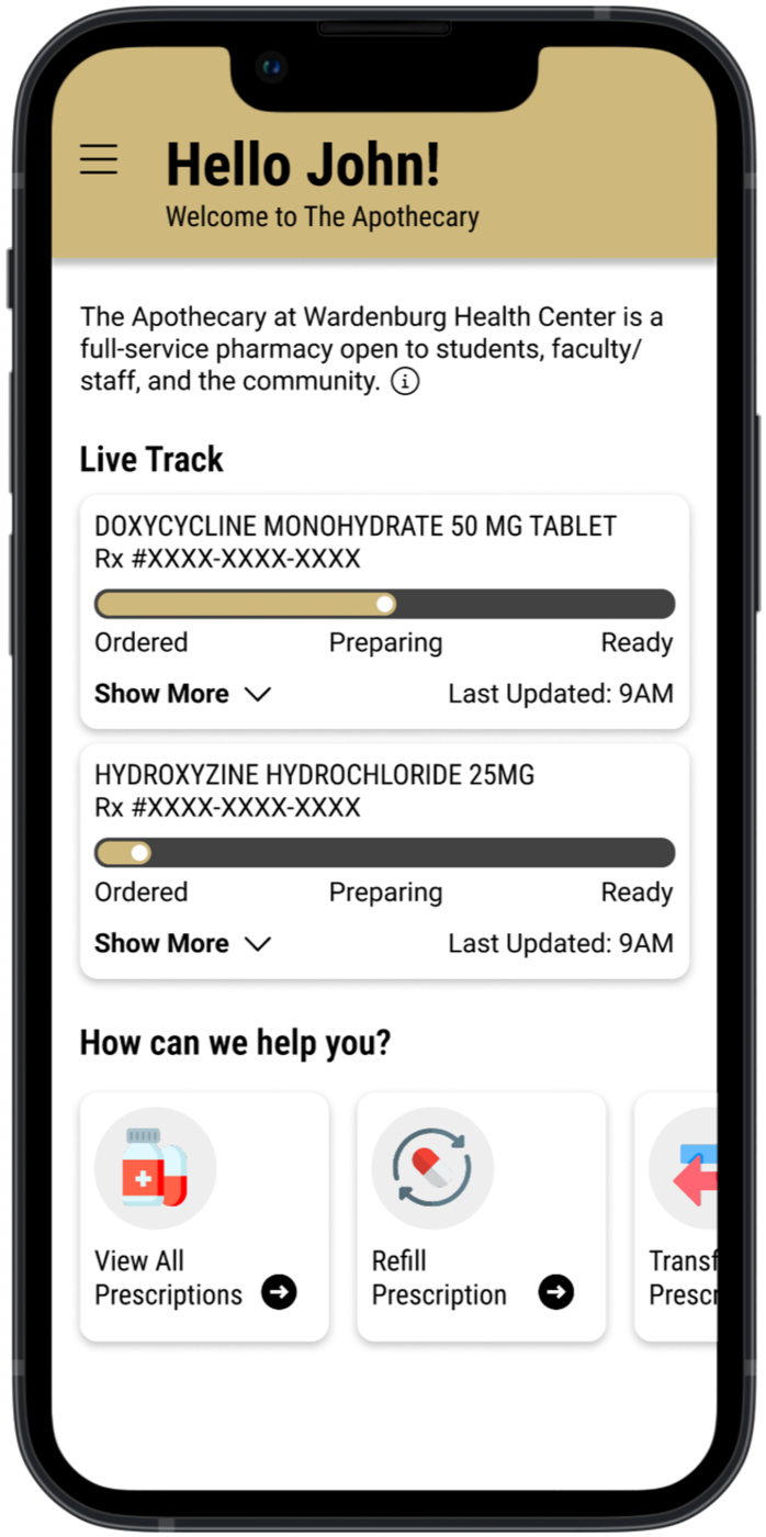 Live prescription tracking