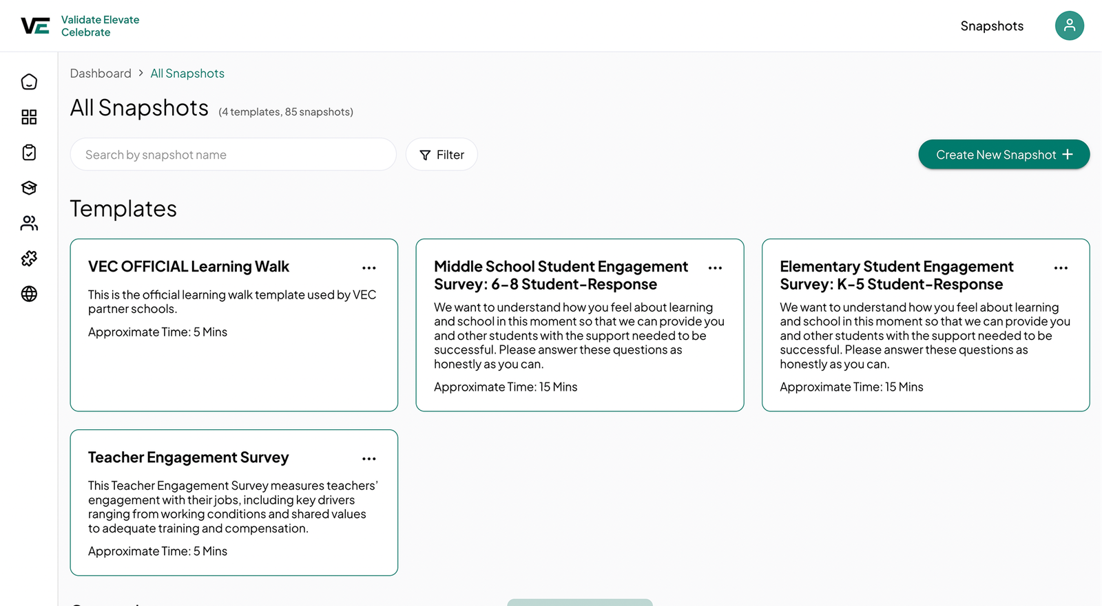 Snapshot template library